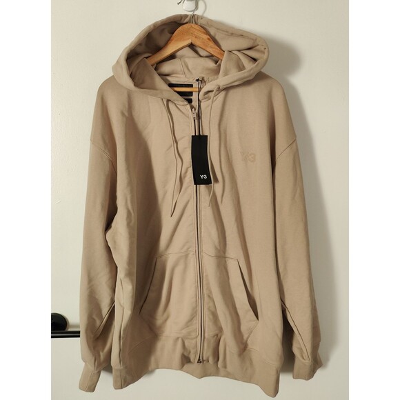 New Adidas Y-3 French Terry Zip Hoodie Size XL Tan IV5618 Yohji Yamamoto - Picture 1 of 7